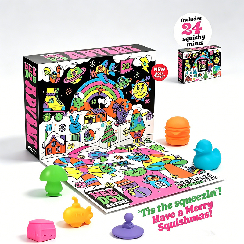 Advent Calendar Gift - Weihnachts-Adventskalender für 24 Tage, Mini-Squishy-Sensorik-Fidget-Spielzeug Countdown-Box,