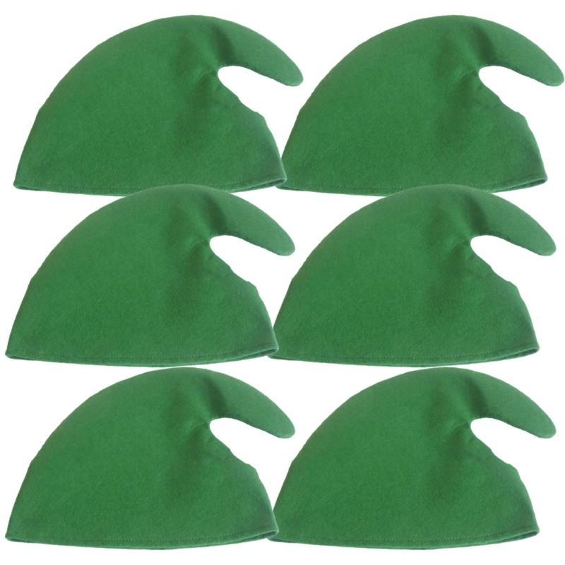 Elf Costume Christmas - E8BD 6 Stück Weihnachtsparty-Elfenhüte, Party-Kostüm-Zubehör, Urlaubs-Kopfbedeckungen