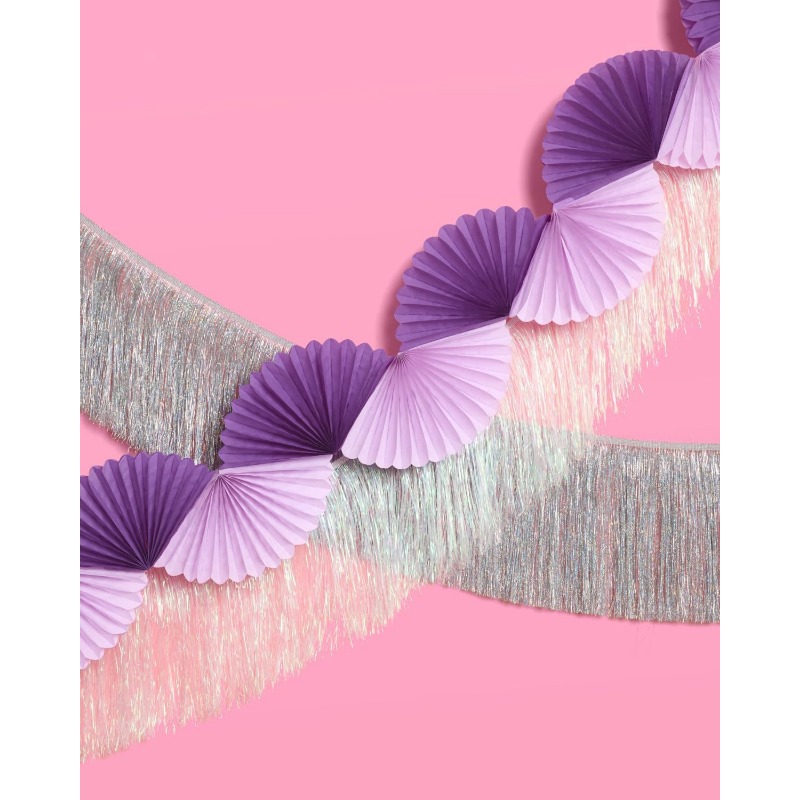 Tinsel Garland Decoration - Lila Silber Party Papier 3D Fan