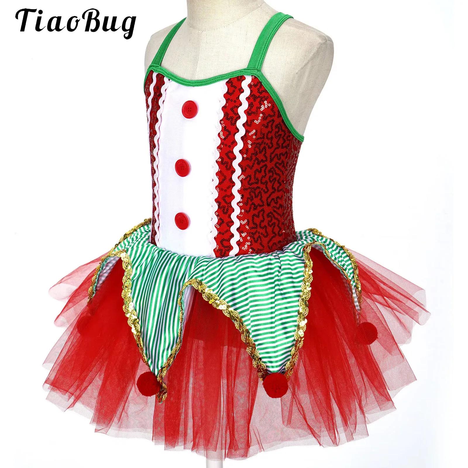 Elf Costume Christmas - Kinder Mädchen Ärmellose Pailletten Ballett Tutu